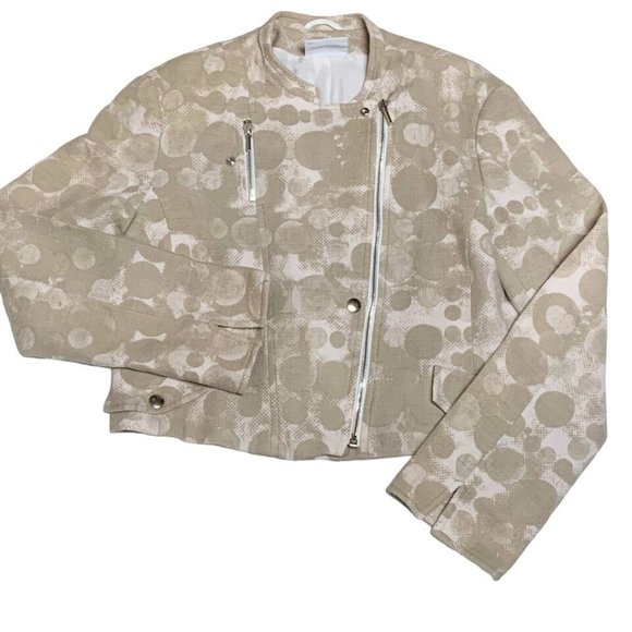 AKRIS Punto Abstract Asymmetric Zip Cotton Crop Jacket - Picture 8 of 11